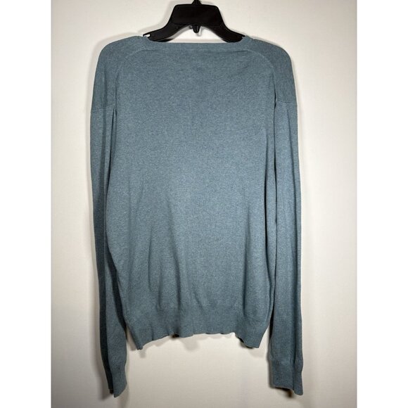 Polo RALPH LAUREN Pima Cotton Pullover Sweater V Neck Blue Quiet Luxury Large - Picture 4 of 5